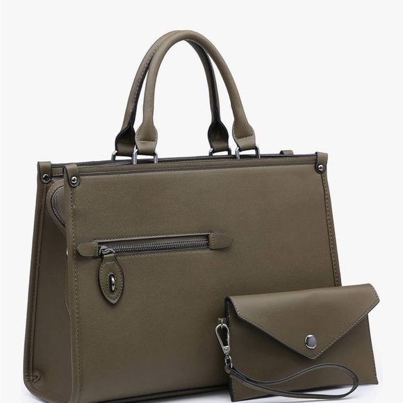Dasein Handbags - Elegant Olive Women's Shoulder Bag Set
